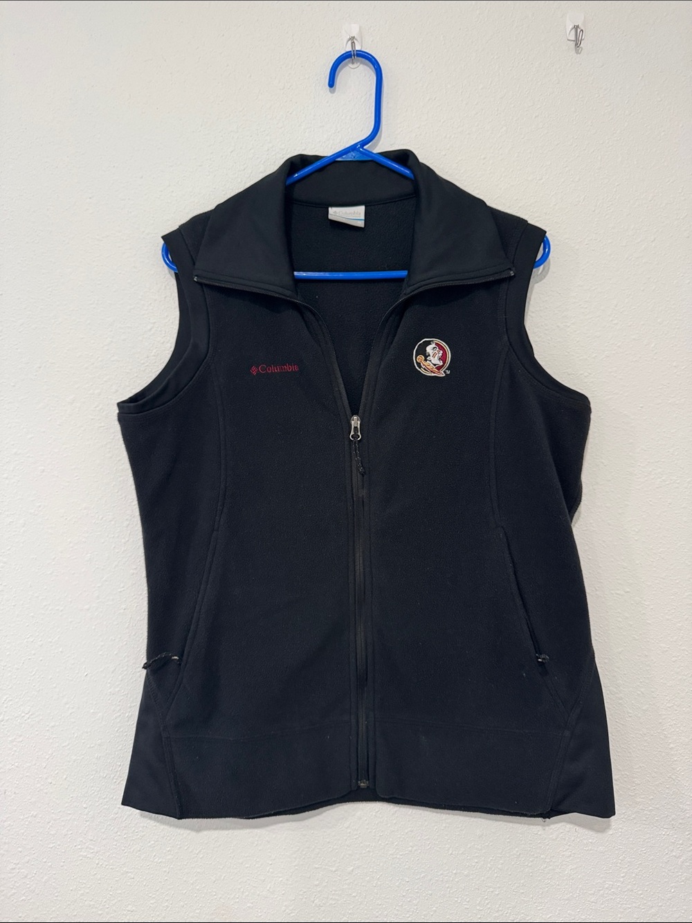 FSU Columbia Women's XL Black Zip Fleece Vest with Team Patch
